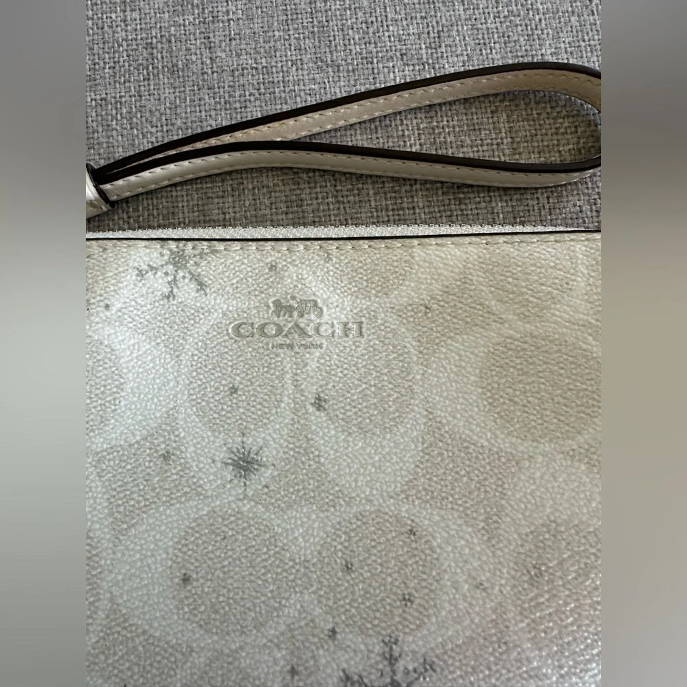 Coach Snowflake Patterned Wristlet in Cream - Picture 2 of 3
